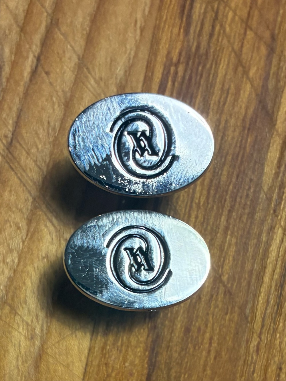 Vintage Turkish Silver Tone Monogram Cufflinks Men’s Formal Accessories